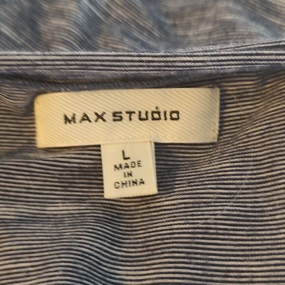 Max Studio blue and white  super soft spring summer beach graduation dress Sz L - Picture 5 of 5